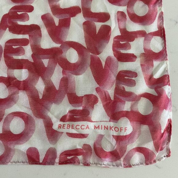 Rebecca Minkoff Playful 'Love' Graphic Print 18" Square Scarf Red Pink White - Picture 5 of 6